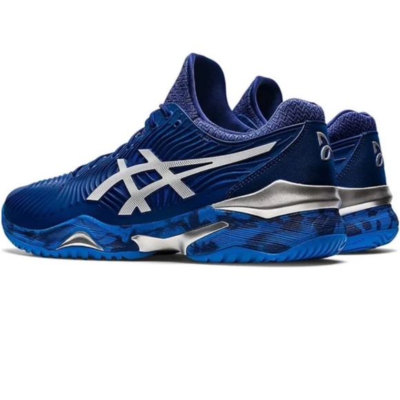 Men’s Asics Court Flytefoam Novak Blue Print Camo Court Sneakers Size 9 - Picture 3 of 11